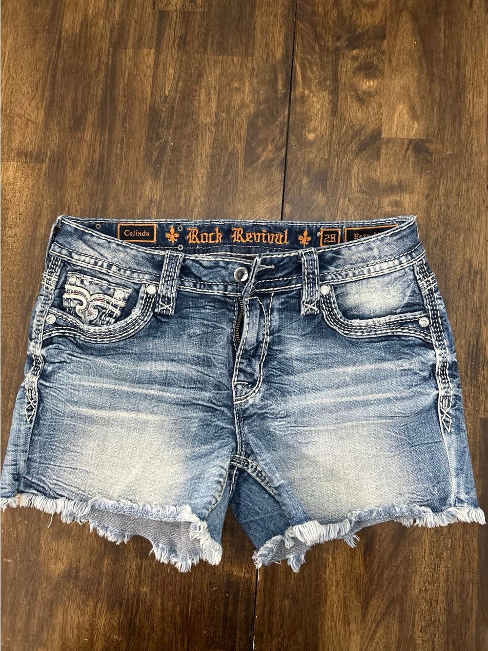 Rock Revival Light Blue Distressed Jean Shorts with Frayed Hem